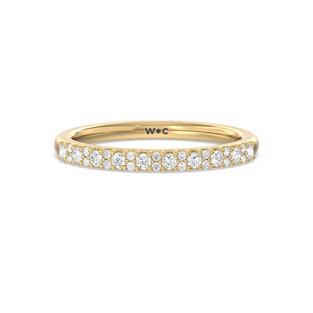 Modern Pave Diamond Wedding Band with 18KT Yellow Gold Cut Diamond in 14KT Yellow Gold view 1
