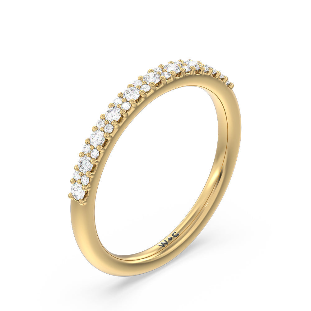 Modern Pave Diamond Wedding Band with 18KT Yellow Gold Cut Diamond in 14KT Yellow Gold view 4
