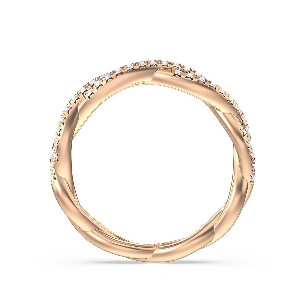 Eternity Twisted Vine Diamond Wedding Band with 18KT Rose Gold Cut Diamond in 14KT Rose Gold view 2
