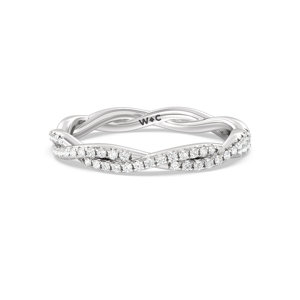 Eternity Twisted Vine Diamond Wedding Band with 18KT White Gold Cut Diamond in 14KT White Gold view 1
