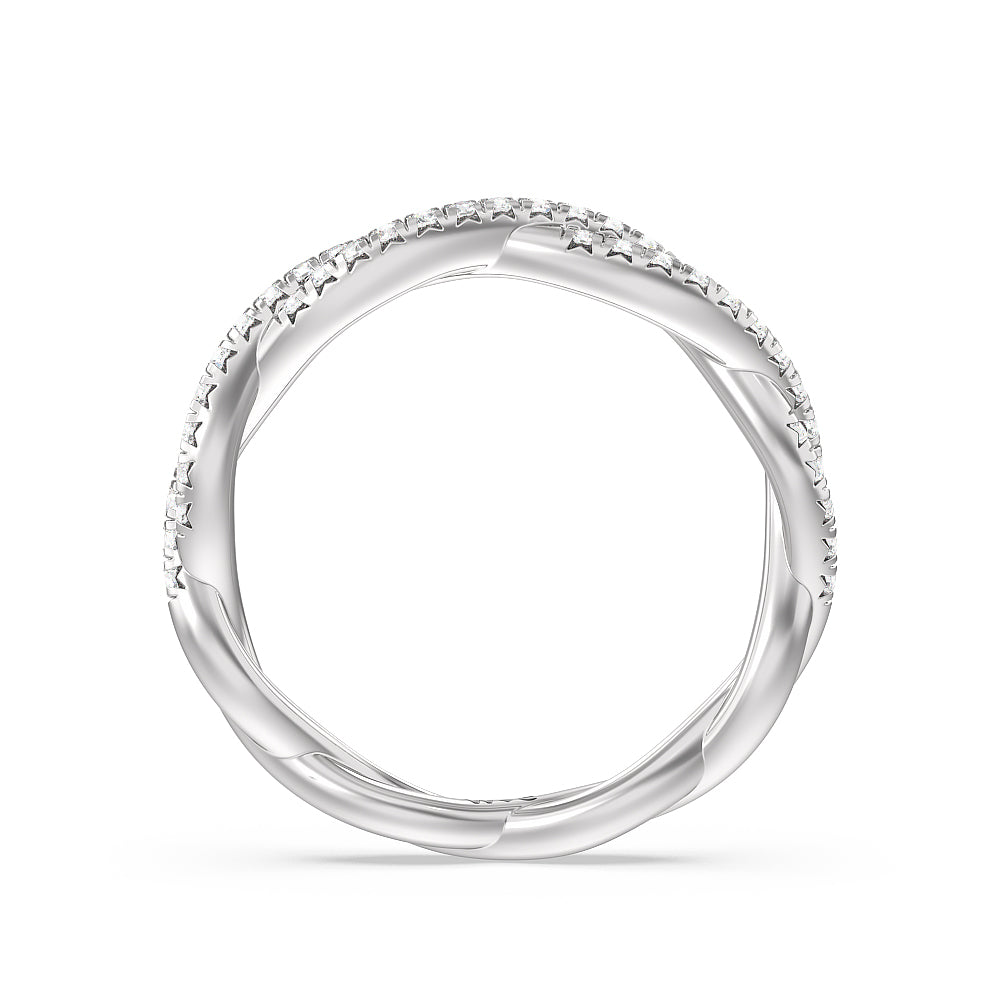 Eternity Twisted Vine Diamond Wedding Band with 18KT White Gold Cut Diamond in 14KT White Gold view 2
