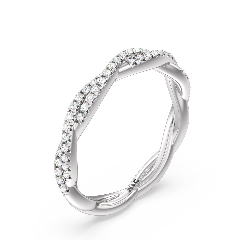 Eternity Twisted Vine Diamond Wedding Band with 18KT White Gold Cut Diamond in 14KT White Gold view 4
