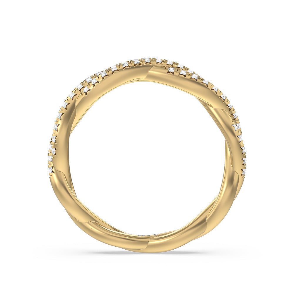 Eternity Twisted Vine Diamond Wedding Band with 18KT Yellow Gold Cut Diamond in 14KT Yellow Gold view 2
