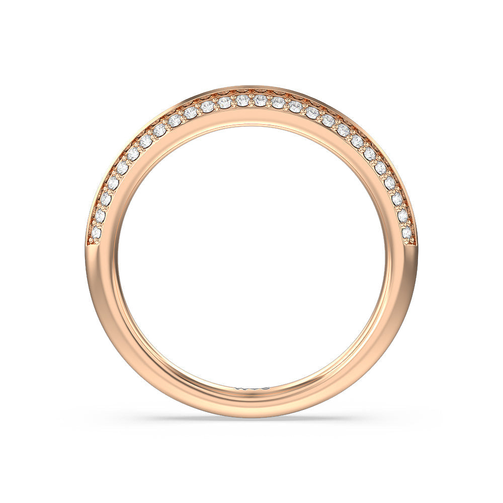 Pave Knife Edge Diamond Wedding Band with Lab Cut Diamond in 14KT Rose Gold view 2
