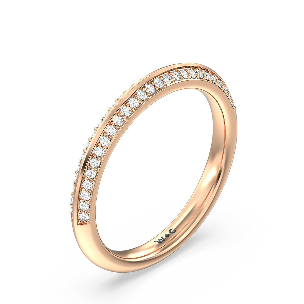 Pave Knife Edge Diamond Wedding Band with Lab Cut Diamond in 14KT Rose Gold view 4
