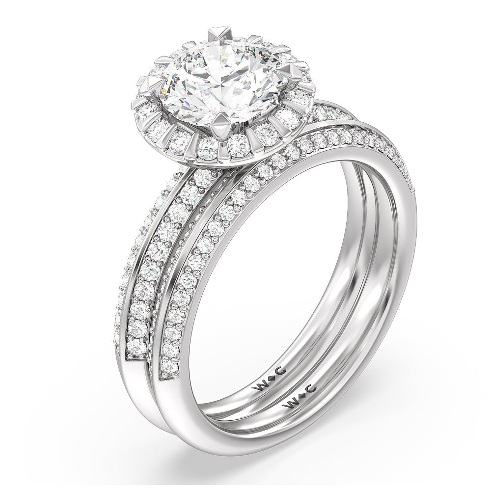 Pave Knife Edge Halo Engagement Ring with Oval Cut Diamond in 14KT Rose Gold view 4
