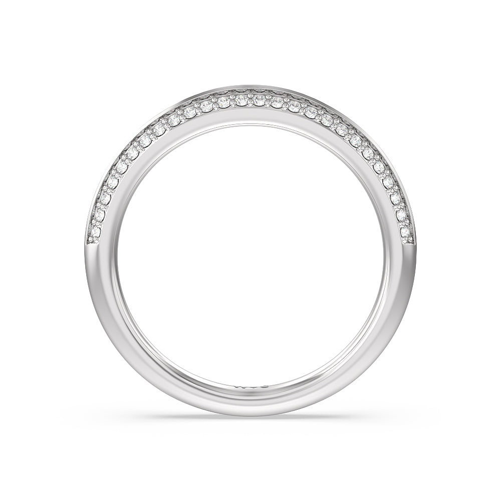 Pave Knife Edge Diamond Wedding Band with Lab Cut Diamond in 14KT White Gold view 2
