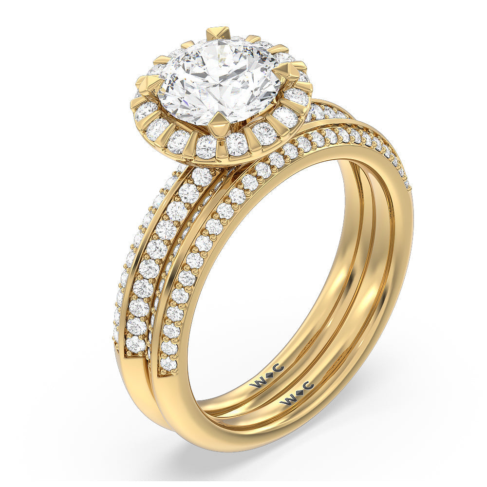 Pave Knife Edge Halo Engagement Ring with Oval Cut Diamond in 14KT Rose Gold view 5
