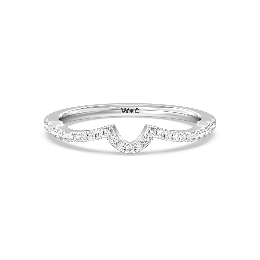 Petal Peekaboo Diamond Wedding Band with 18KT White Gold Cut Diamond in 14KT White Gold view 1
