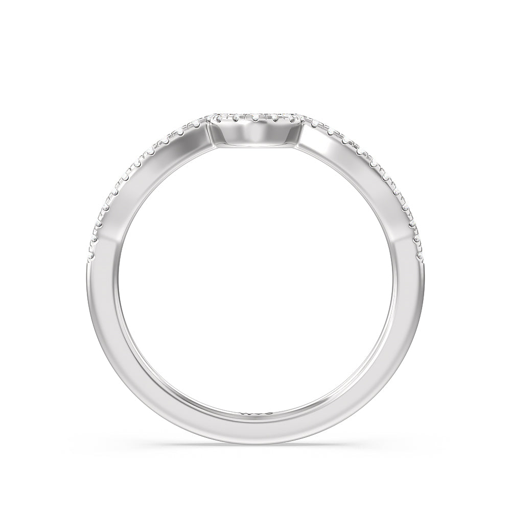 Petal Peekaboo Diamond Wedding Band with 18KT White Gold Cut Diamond in 14KT White Gold view 2
