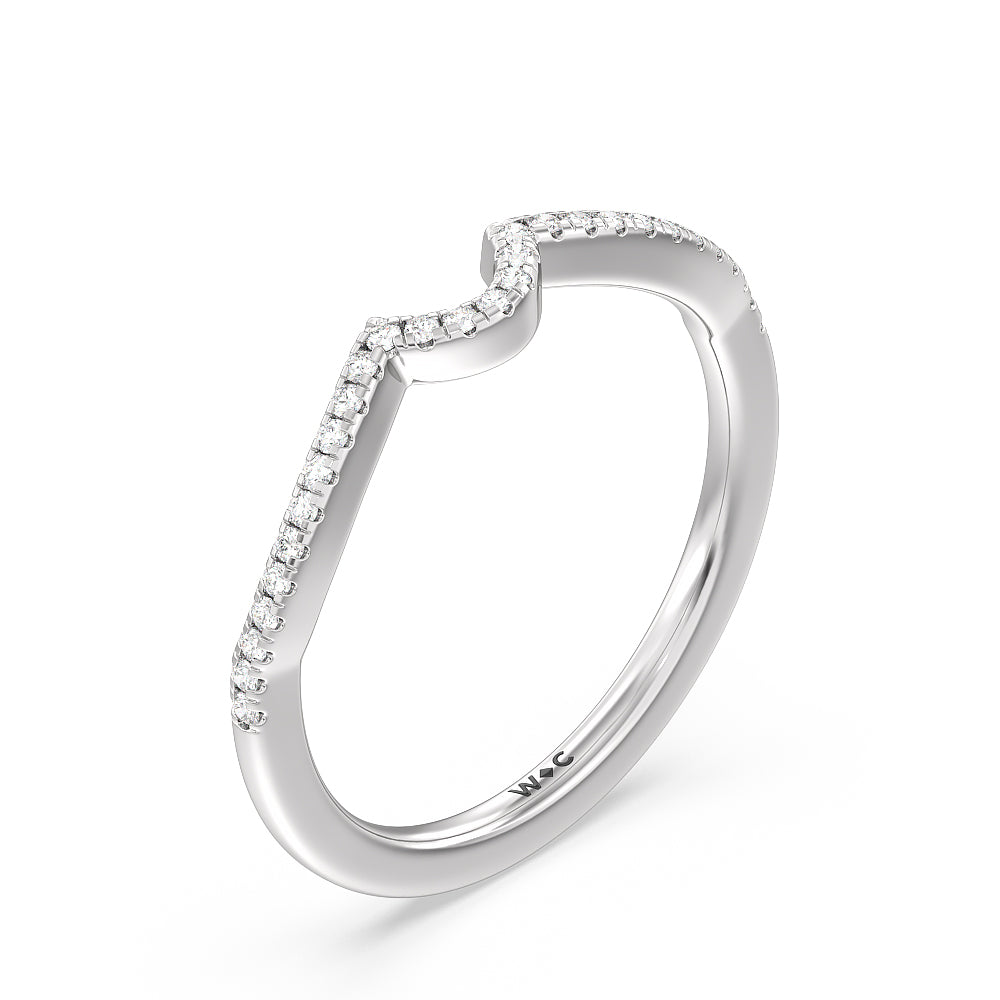 Petal Peekaboo Diamond Wedding Band with 18KT White Gold Cut Diamond in 14KT White Gold view 4
