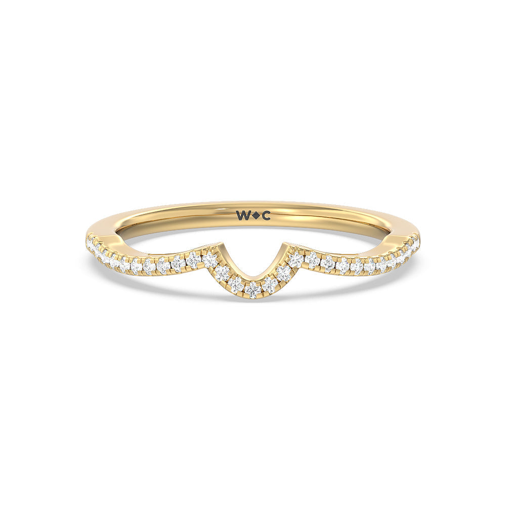 Petal Peekaboo Diamond Wedding Band with 18KT Yellow Gold Cut Diamond in 14KT Yellow Gold view 1
