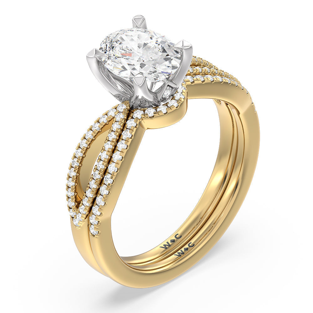 Petal Peekaboo Diamond Wedding Band with 18KT Yellow Gold Cut Diamond in 14KT Yellow Gold view 3
