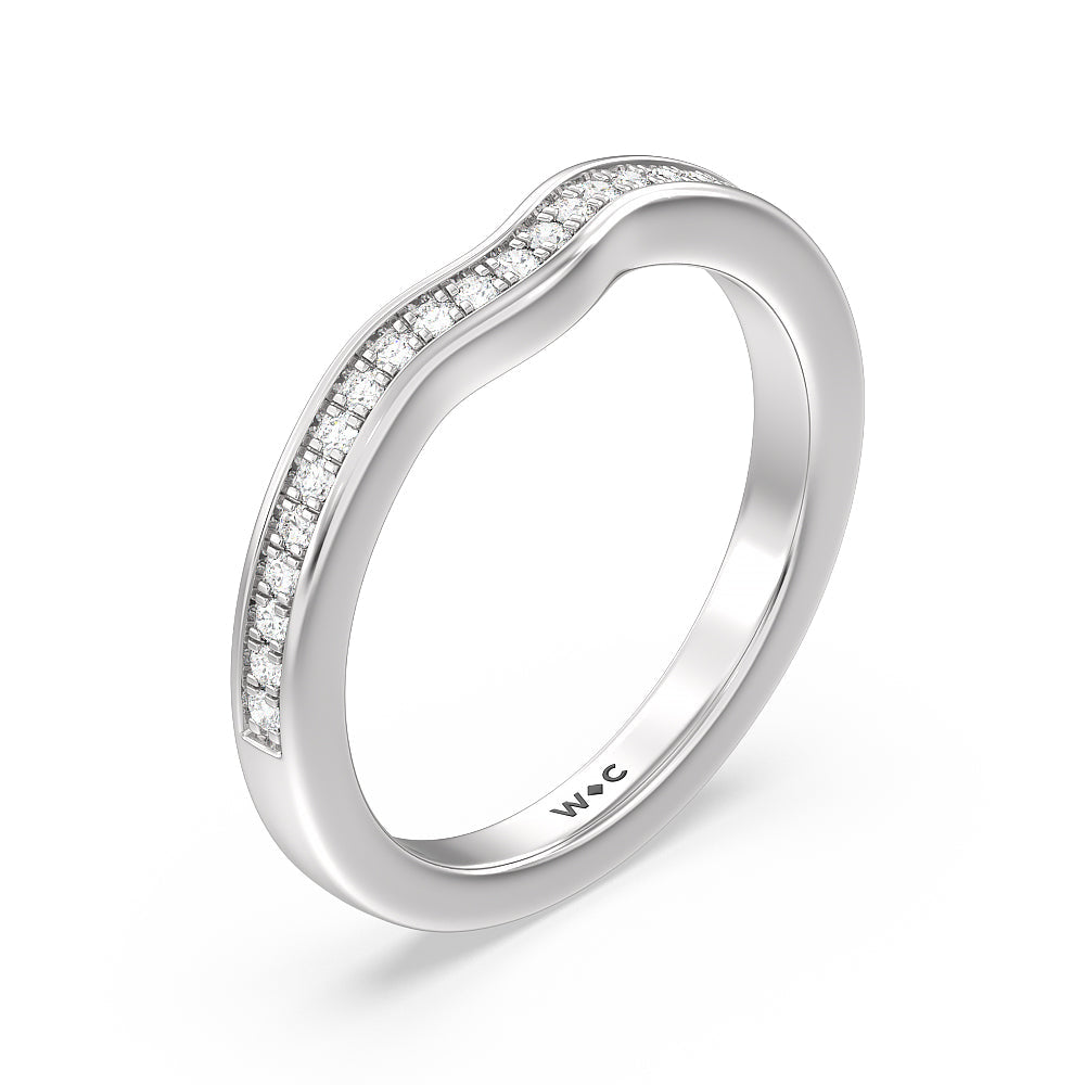 Hidden Accent Double Halo Diamond Wedding Band with 18KT White Gold Cut Diamond in 14KT White Gold view 4
