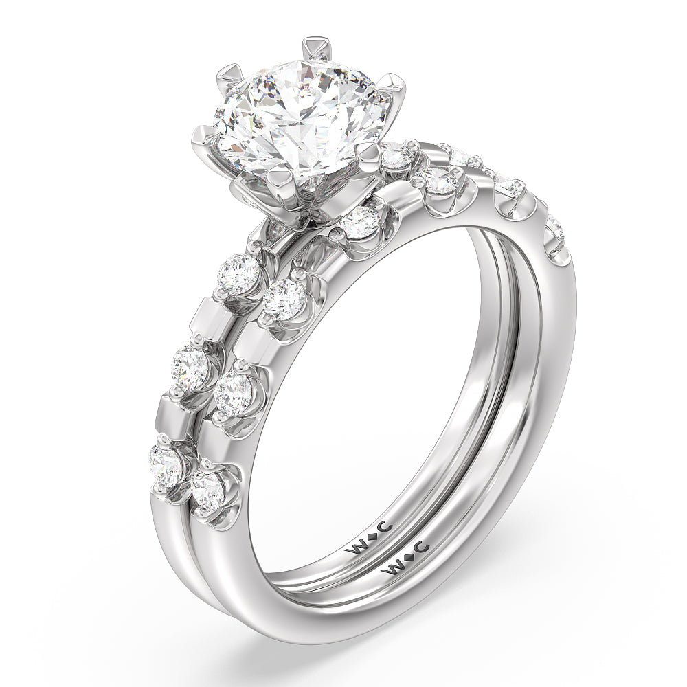 Petal 6 Claw Petal Hidden Accent Engagement Ring with Round Cut Diamond in 14KT Platinum view 4
