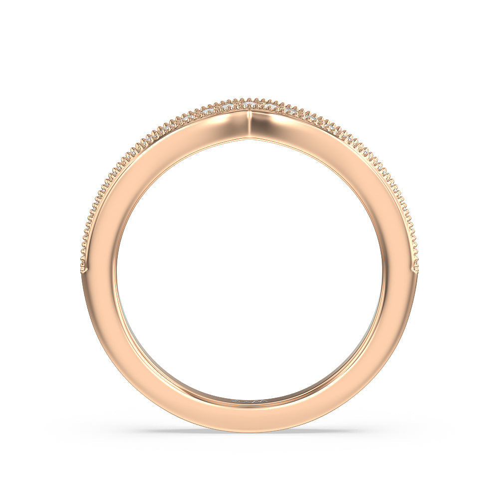 Petal Hidden Accent Milgrain Diamond Wedding Band with Lab Cut Diamond in 14KT Rose Gold view 2
