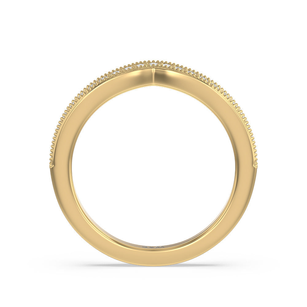 Petal Hidden Accent Milgrain Diamond Wedding Band with Lab Cut Diamond in 14KT Yellow Gold view 2
