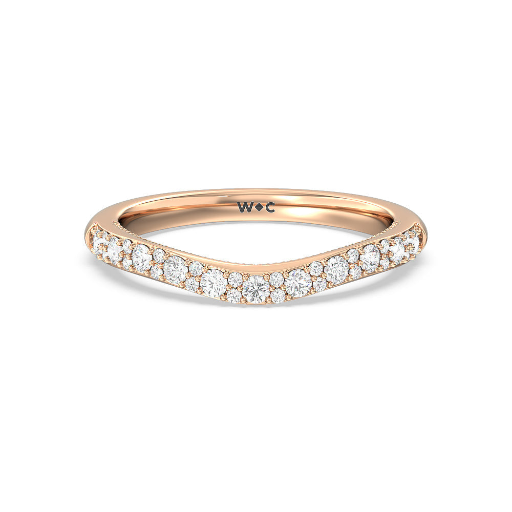 Falling Edge Diamond Wedding Band with 18KT Rose Gold Cut Diamond in 14KT Rose Gold view 1
