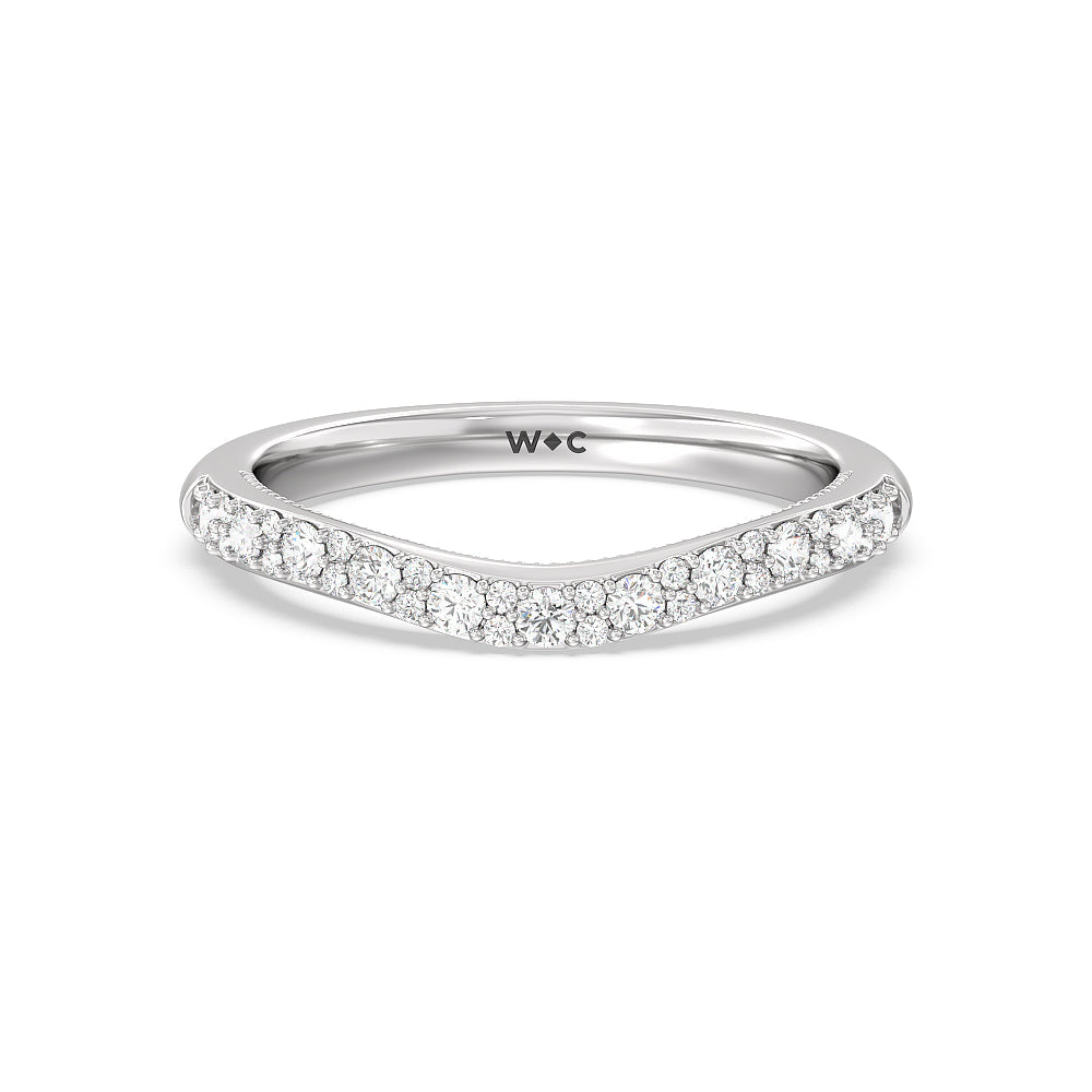 Falling Edge Diamond Wedding Band with 18KT White Gold Cut Diamond in 14KT White Gold view 1
