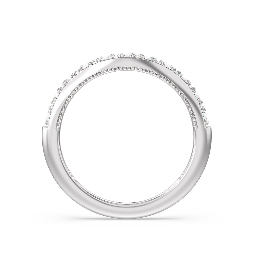 Falling Edge Diamond Wedding Band with 18KT White Gold Cut Diamond in 14KT White Gold view 2
