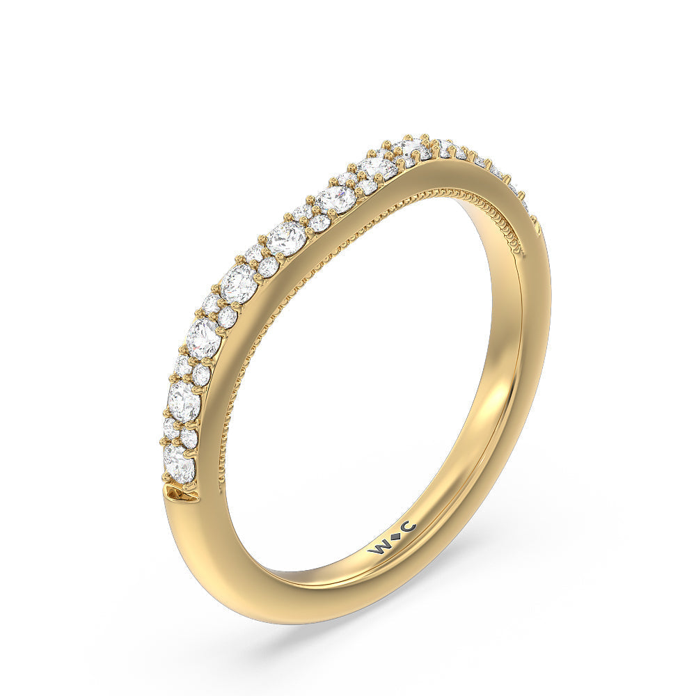 Falling Edge Diamond Wedding Band with 18KT Yellow Gold Cut Diamond in 14KT Yellow Gold view 4
