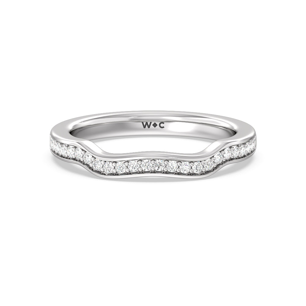 Vine Diamond Shadow Wedding Band with 18KT White Gold Cut Diamond in 14KT White Gold view 1

