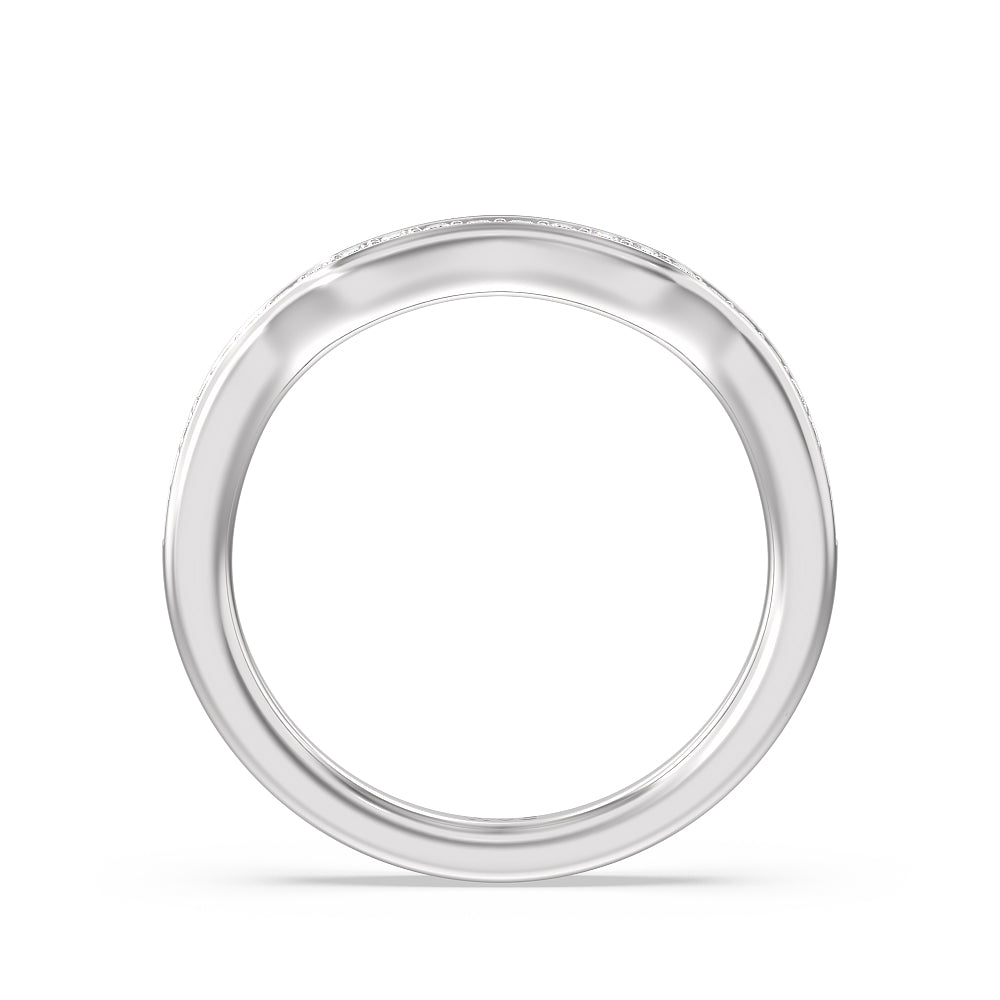 Vine Diamond Shadow Wedding Band with 18KT White Gold Cut Diamond in 14KT White Gold view 2
