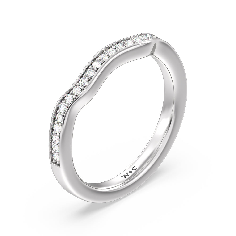 Vine Diamond Shadow Wedding Band with 18KT White Gold Cut Diamond in 14KT White Gold view 4
