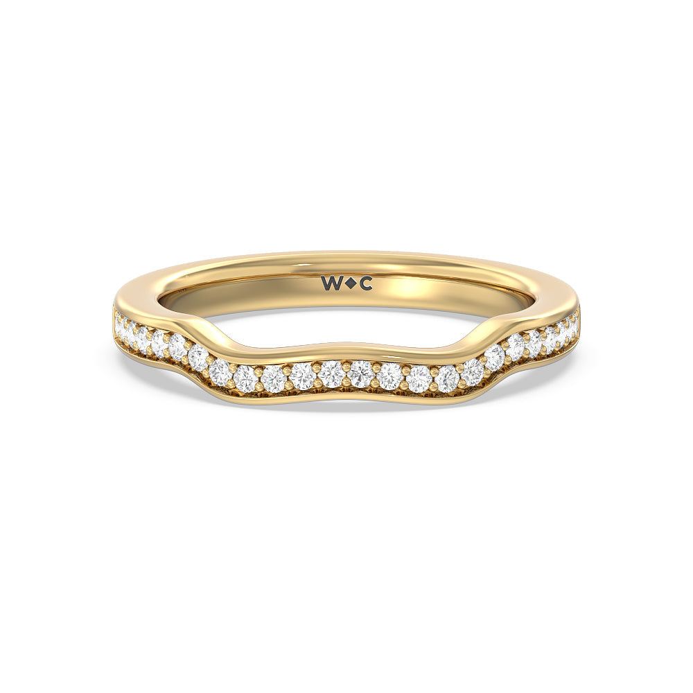 Vine Diamond Shadow Wedding Band with 18KT Yellow Gold Cut Diamond in 14KT Yellow Gold view 1
