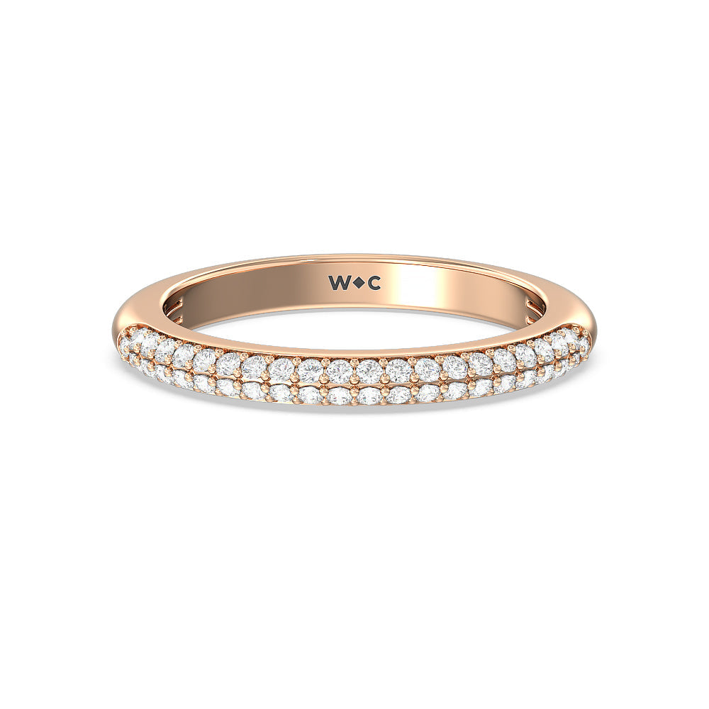 Grande Falling Edge Diamond Wedding Band with 18KT Rose Gold Cut Diamond in 14KT Rose Gold view 1
