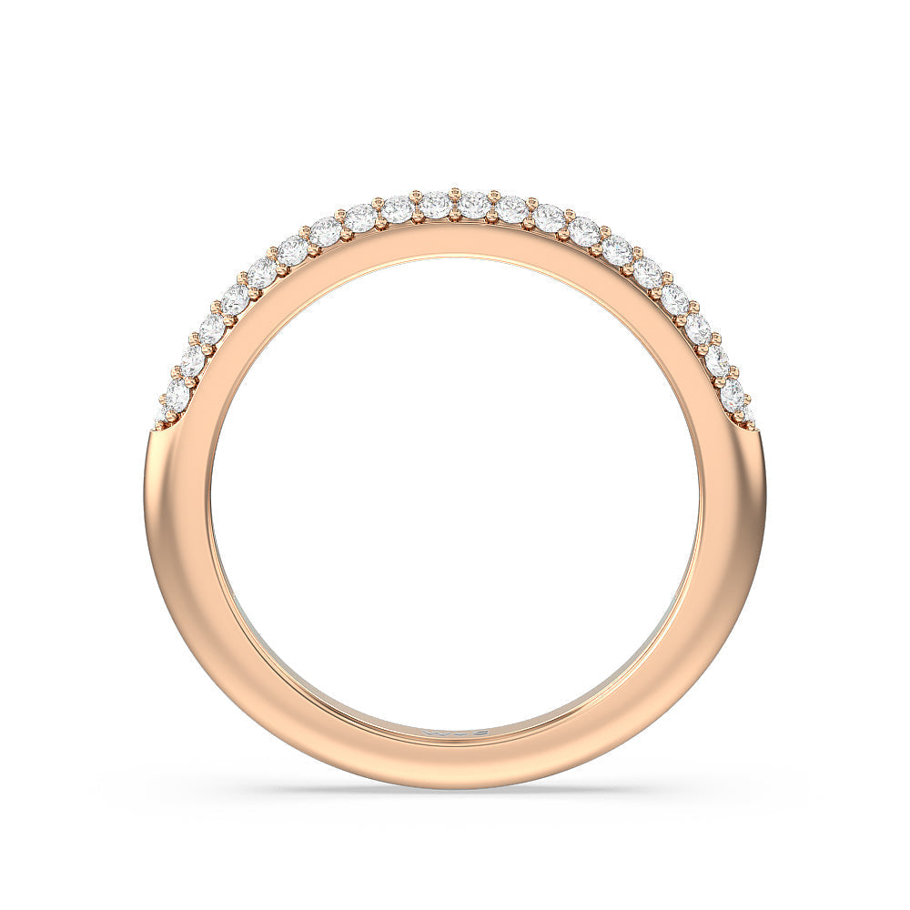 Grande Falling Edge Diamond Wedding Band with 18KT Rose Gold Cut Diamond in 14KT Rose Gold view 2
