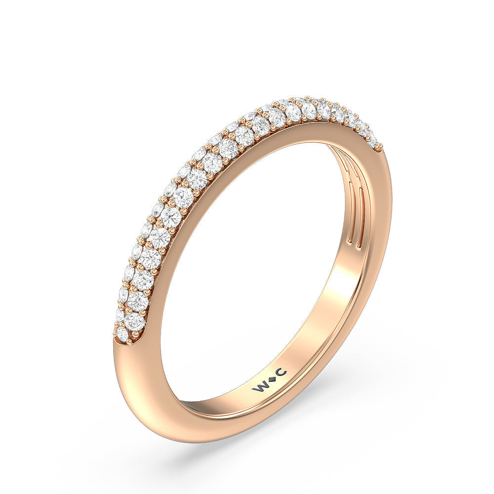 Grande Falling Edge Diamond Wedding Band with 18KT Rose Gold Cut Diamond in 14KT Rose Gold view 4
