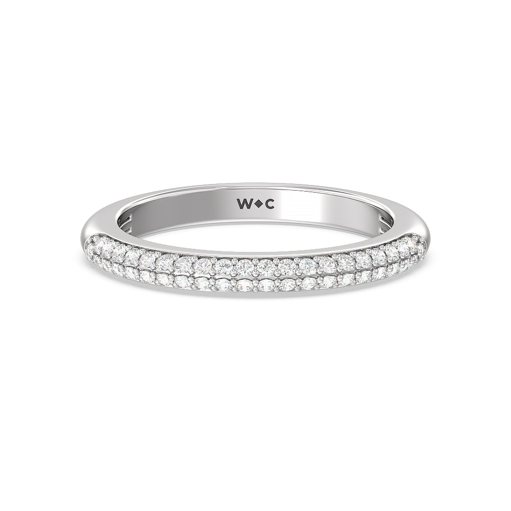 Grande Falling Edge Diamond Wedding Band with 18KT White Gold Cut Diamond in 14KT White Gold view 1
