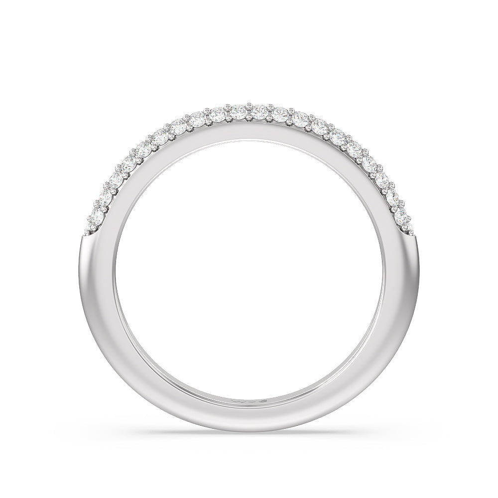 Grande Falling Edge Diamond Wedding Band with 18KT White Gold Cut Diamond in 14KT White Gold view 2
