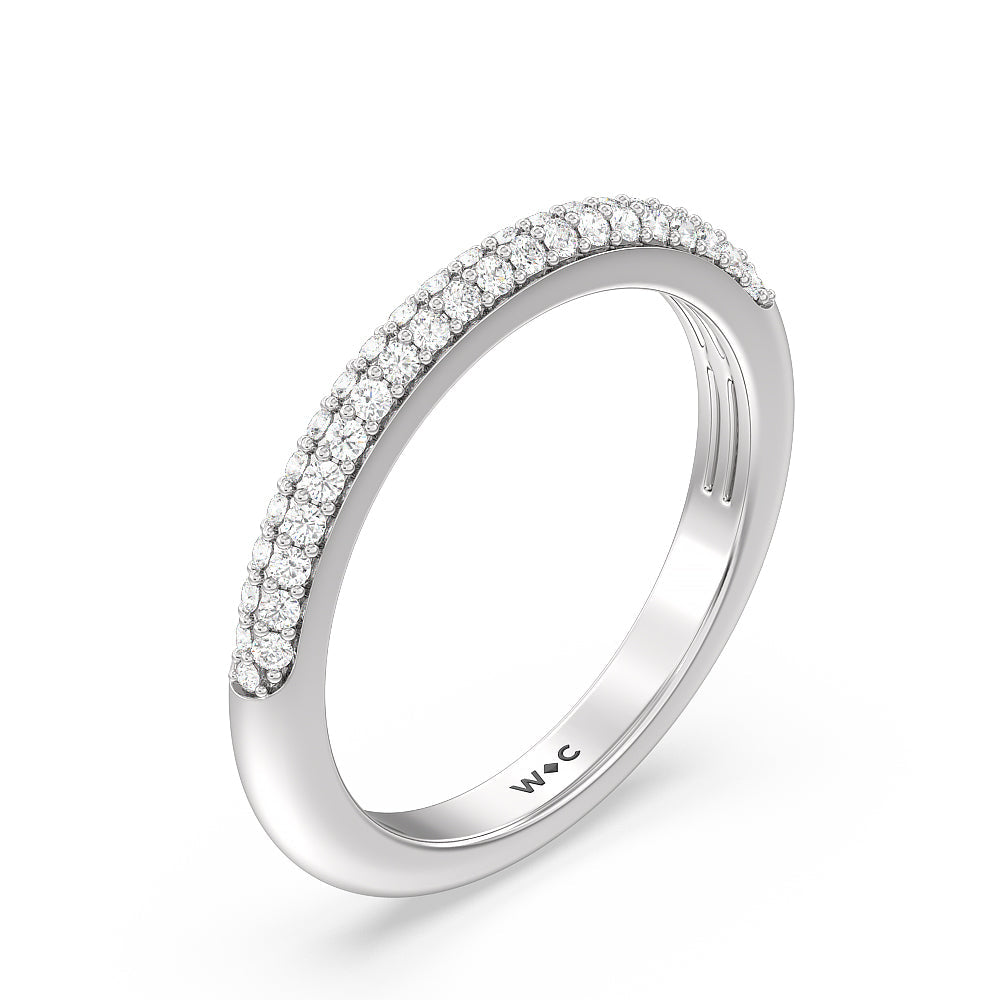 Grande Falling Edge Diamond Wedding Band with 18KT White Gold Cut Diamond in 14KT White Gold view 4
