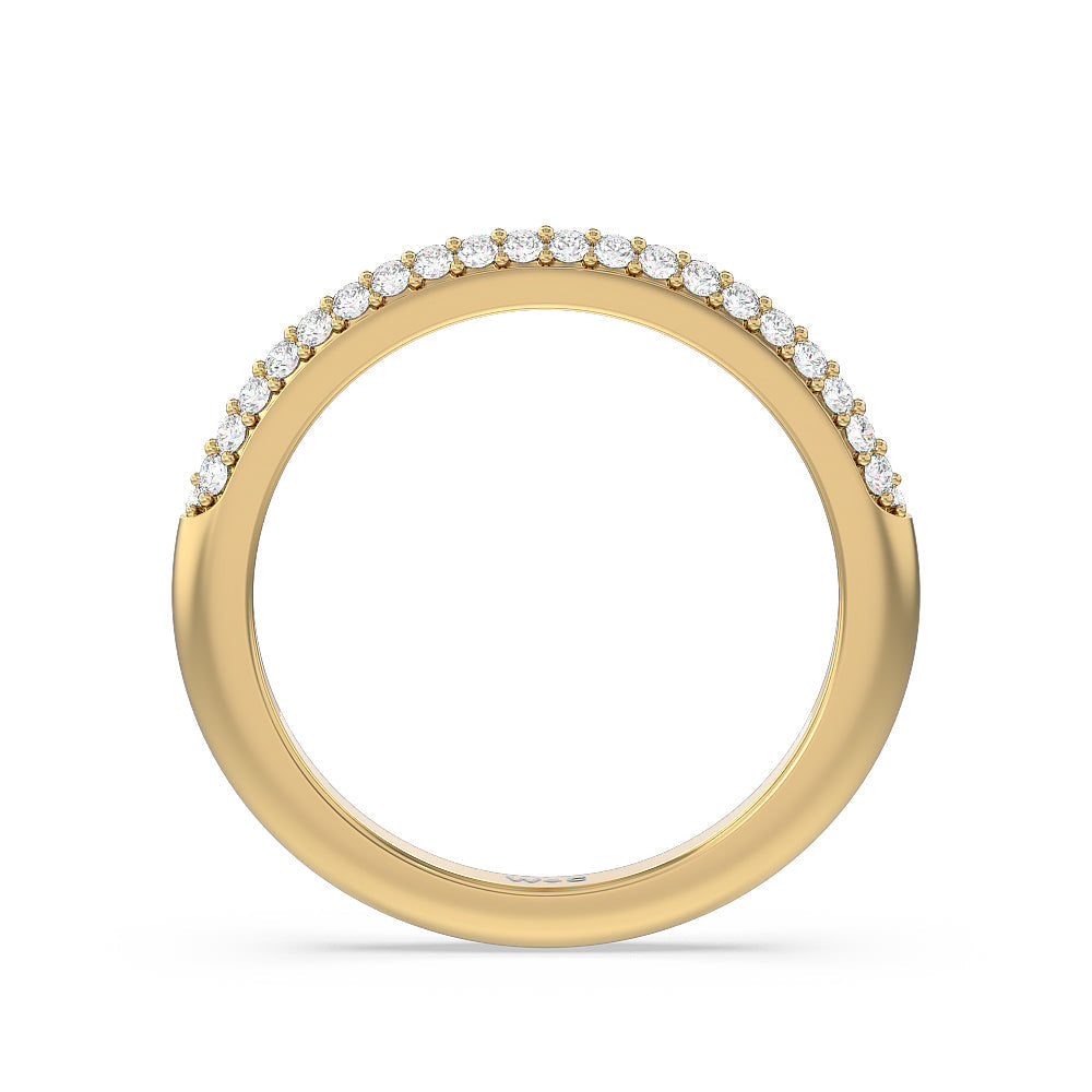 Grande Falling Edge Diamond Wedding Band with 18KT Yellow Gold Cut Diamond in 14KT Yellow Gold view 2
