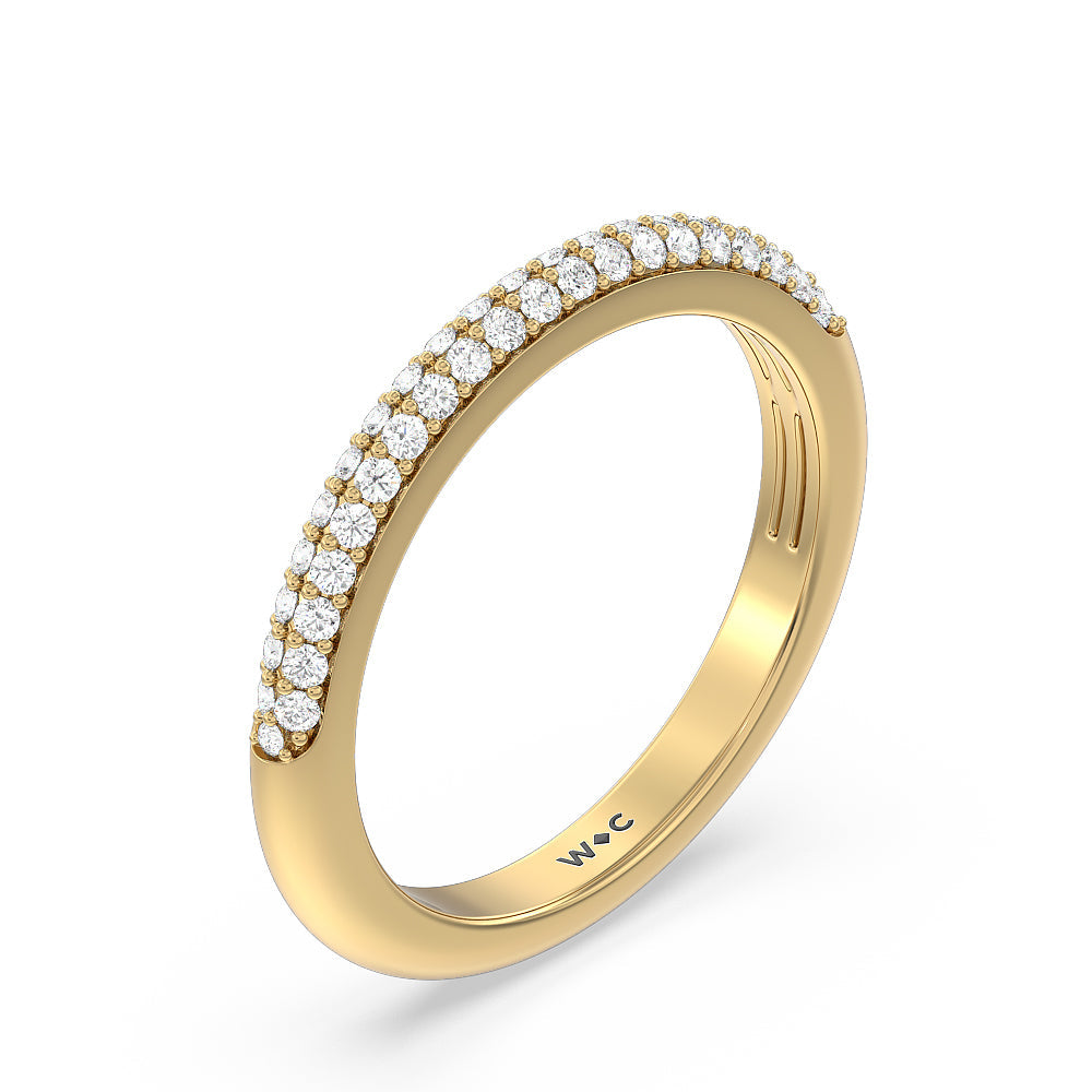 Grande Falling Edge Diamond Wedding Band with 18KT Yellow Gold Cut Diamond in 14KT Yellow Gold view 4
