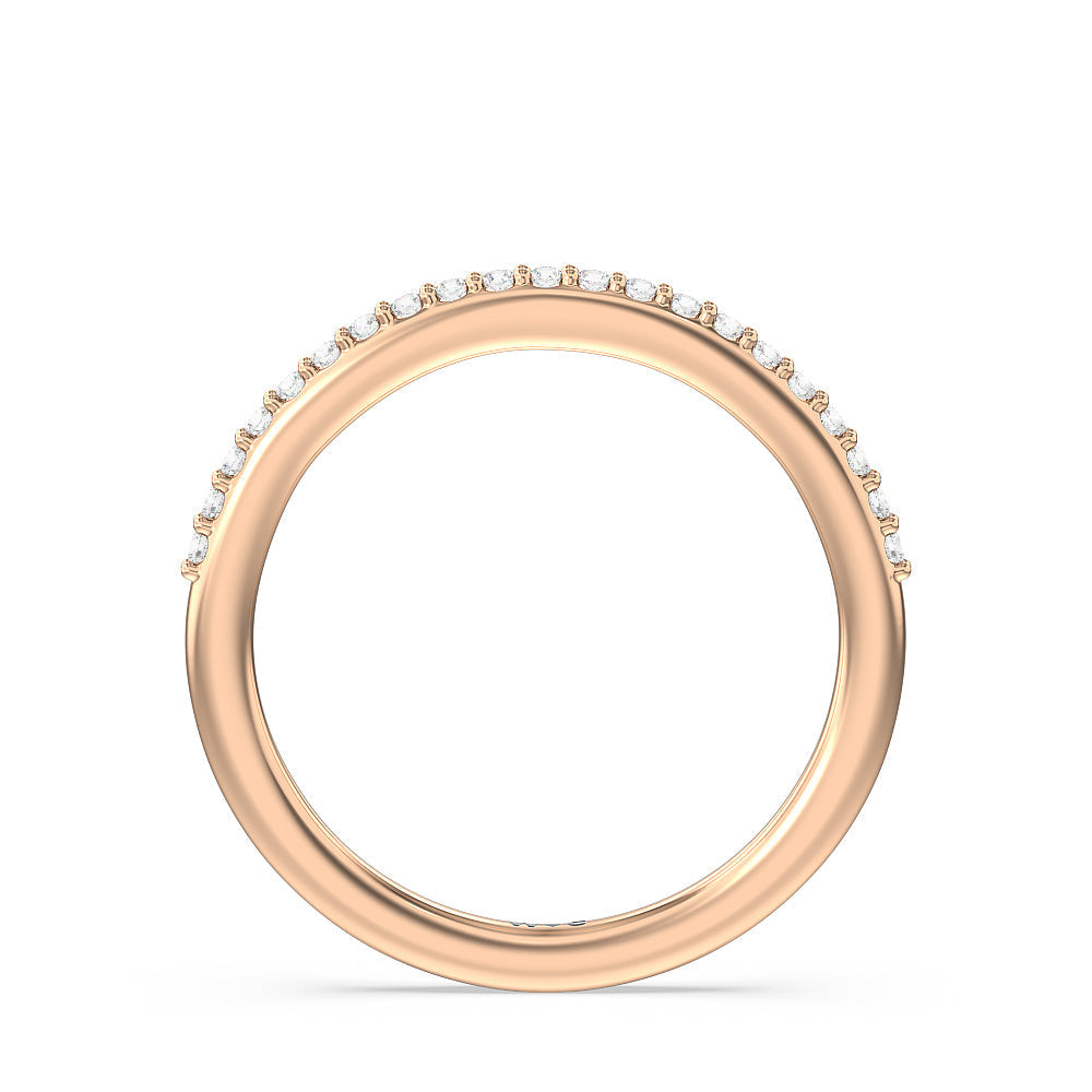 Fine Line Hidden Halo Diamond Wedding Band with 18KT Rose Gold Cut Diamond in 14KT Rose Gold view 2
