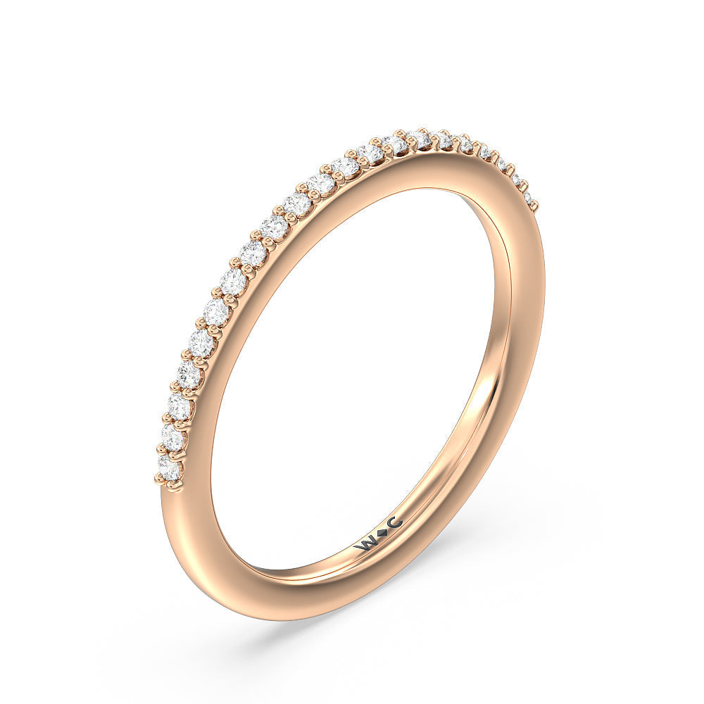 Fine Line Hidden Halo Diamond Wedding Band with 18KT Rose Gold Cut Diamond in 14KT Rose Gold view 4
