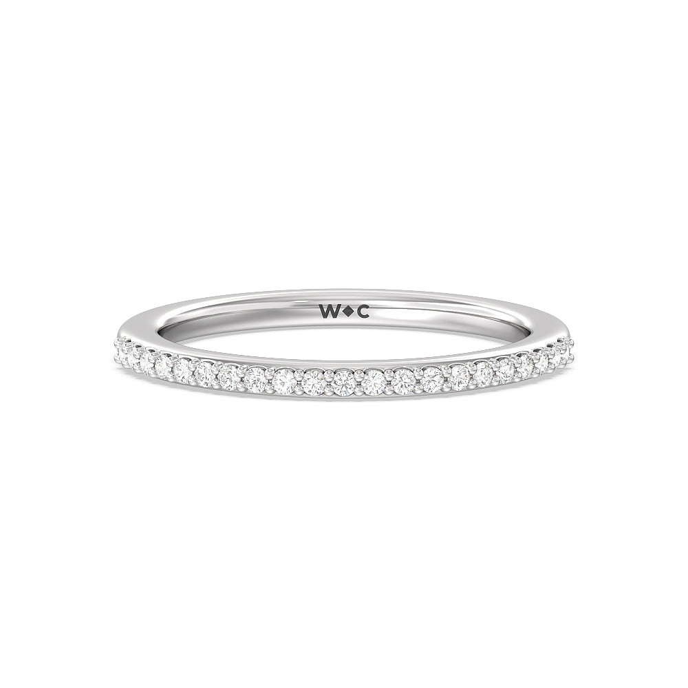 Fine Line Hidden Halo Diamond Wedding Band with 18KT White Gold Cut Diamond in 14KT White Gold view 1
