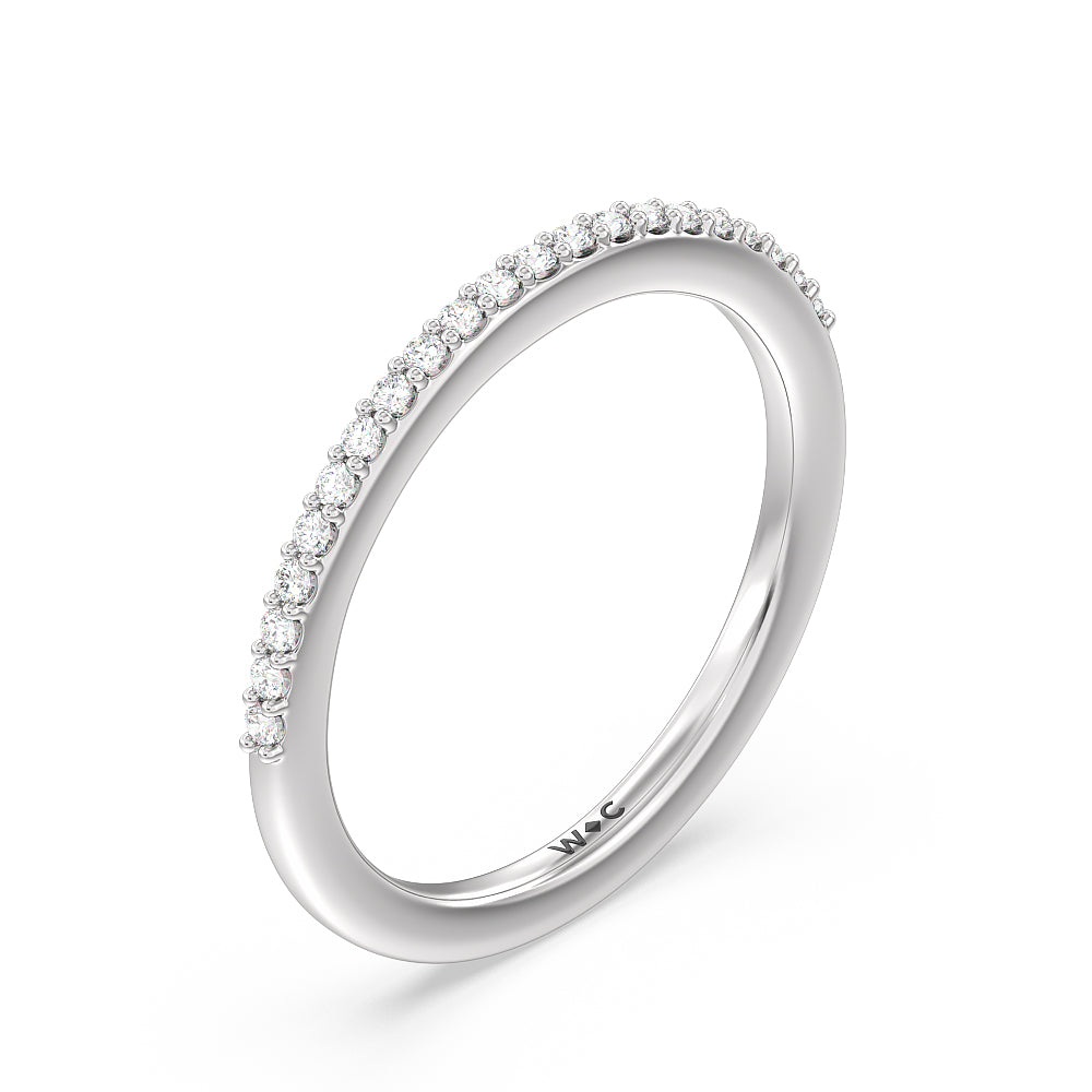 Fine Line Hidden Halo Diamond Wedding Band with 18KT White Gold Cut Diamond in 14KT White Gold view 4
