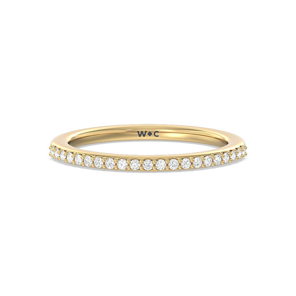 Fine Line Hidden Halo Diamond Wedding Band with 18KT Yellow Gold Cut Diamond in 14KT Yellow Gold view 1
