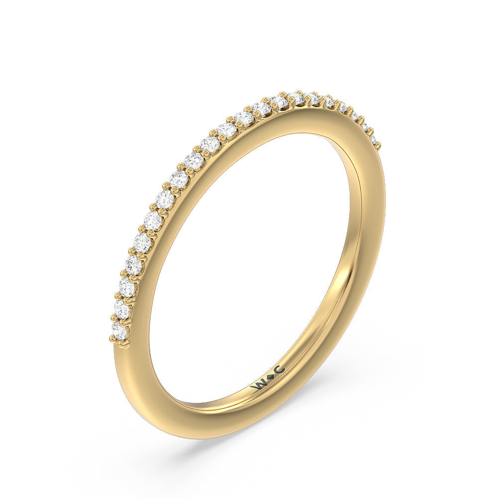 Fine Line Hidden Halo Diamond Wedding Band with 18KT Yellow Gold Cut Diamond in 14KT Yellow Gold view 4
