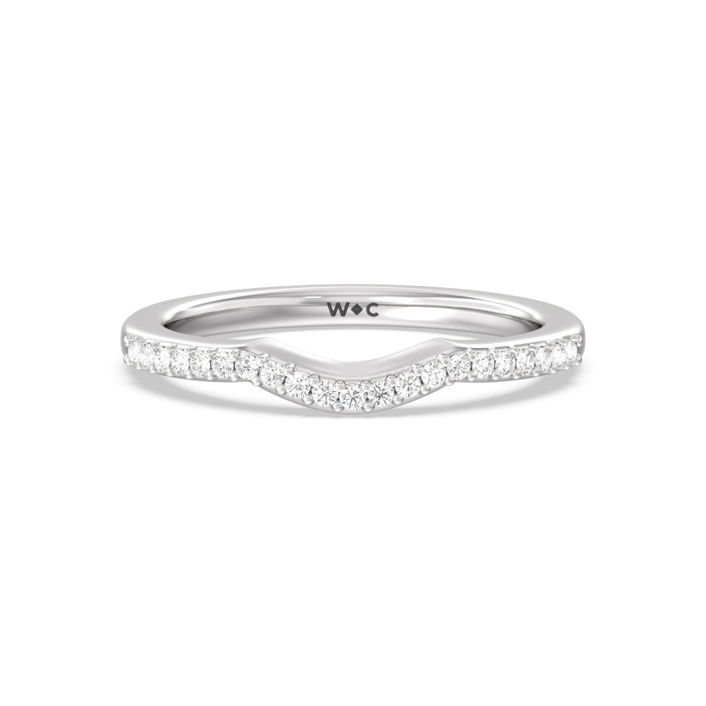 Fine Line Pear Three Stone Diamond Wedding Band with 18KT White Gold Cut Diamond in 14KT White Gold view 1
