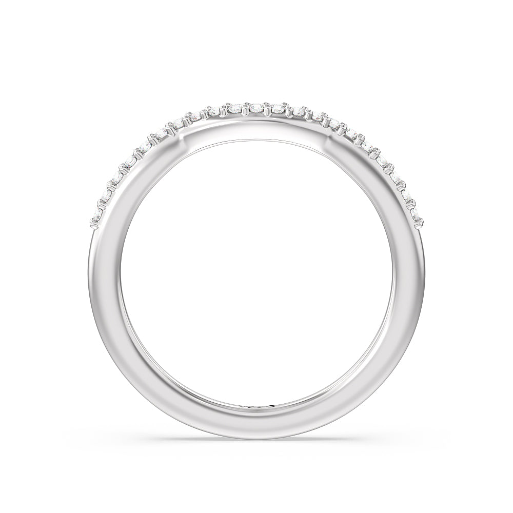 Fine Line Pear Three Stone Diamond Wedding Band with 18KT White Gold Cut Diamond in 14KT White Gold view 2
