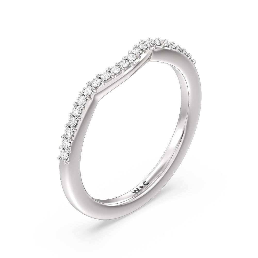 Fine Line Pear Three Stone Diamond Wedding Band with 18KT White Gold Cut Diamond in 14KT White Gold view 4

