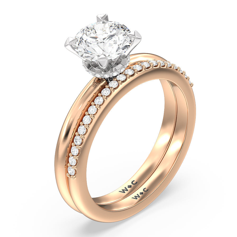 Heart Cut Modern Fine Line Hidden Halo Engagement Ring with Lab Grown Diamond in 14KT White & Rose Gold view 6
