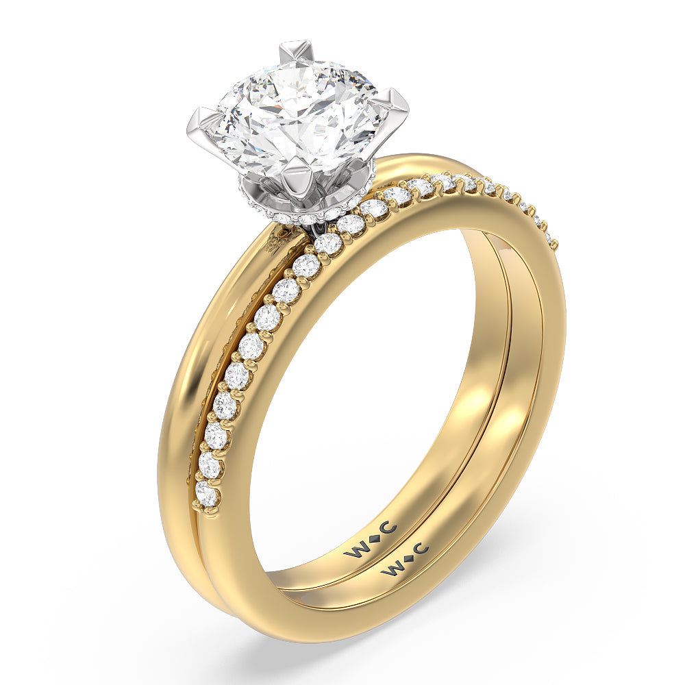 Heart Cut Modern Fine Line Hidden Halo Engagement Ring with Lab Grown Diamond in 14KT White & Rose Gold view 5
