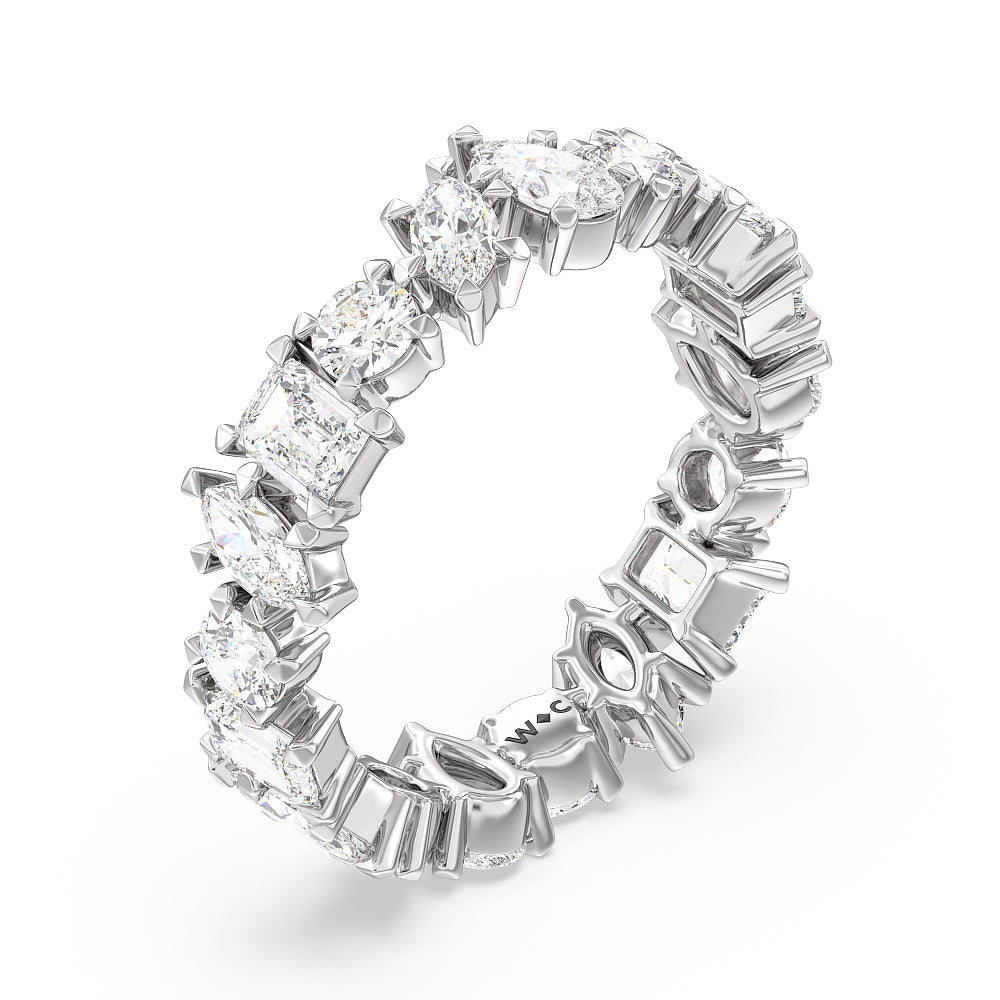 Mixed Shape Eternity Ring with 18KT White Gold / Lab / 2 9/10 Cut Diamond in 14KT White Gold / Lab / 2 9/10 view 3
