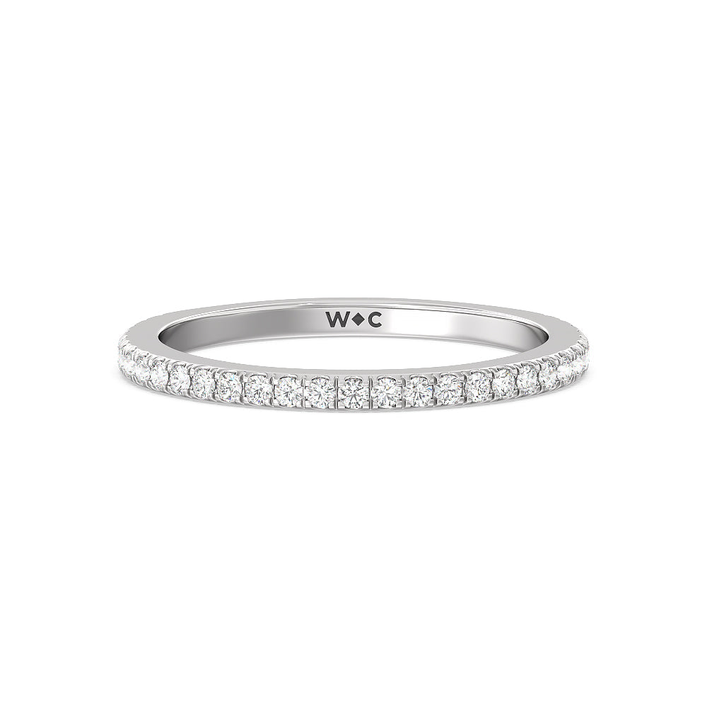 Classic Hidden Halo Wedding Band with 18KT White Gold Cut Diamond in 14KT White Gold view 1
